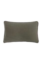 Furn Cosmo Soft Velvet Pom Pom Trimmed Cushion in Grey - Size: 30 cm x 50 cm - thumbnail 1