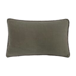 Furn Cosmo Soft Velvet Pom Pom Trimmed Cushion in Grey - Size: 30 cm x 50 cm - thumbnail 2