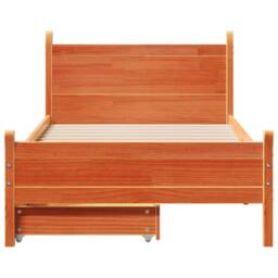Berkfield Home Bed Frame without Mattress Wax Brown 75x190 cm Small Single Solid Wood Pine - thumbnail 4