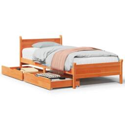 Berkfield Home Bed Frame without Mattress Wax Brown 75x190 cm Small Single Solid Wood Pine - thumbnail 2