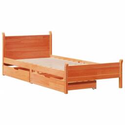 Berkfield Home Bed Frame without Mattress Wax Brown 75x190 cm Small Single Solid Wood Pine - thumbnail 3