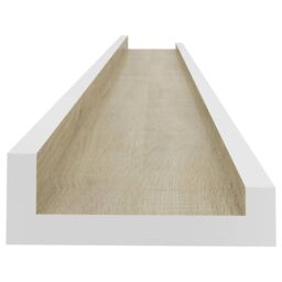 Berkfield Home Wall Shelves 4 pcs White & Sonoma Oak 80x9x3 cm - Size: 80 x 9 x 3 cm - thumbnail 6