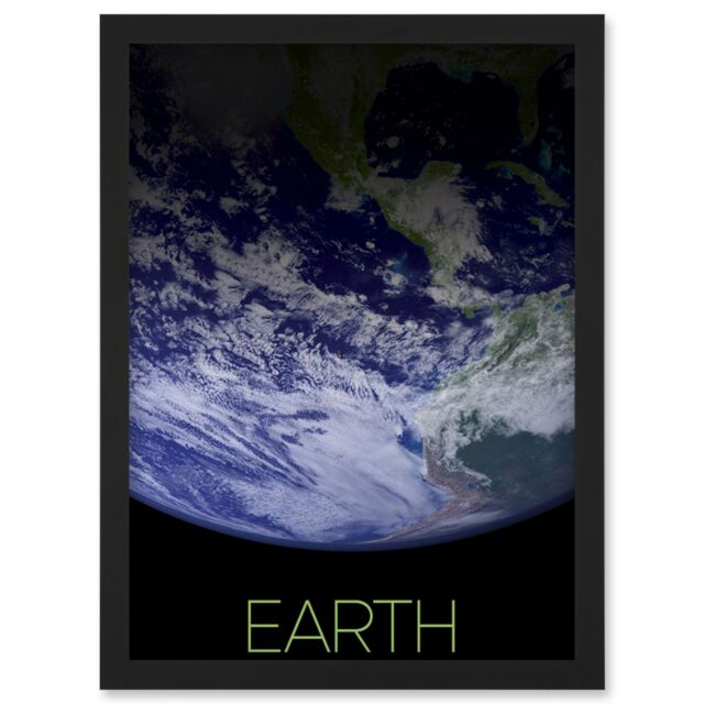 Artery8 NASA Our Solar System Earth Planet Image Space Artwork Framed Wall Art Print A4 in Black - image 1