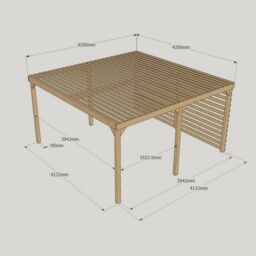 Rutland County Garden Furniture Ltd Shade Pergola - Wood - L420 x W420 x H270 cm - Rustic Brown in Light Green - thumbnail 7