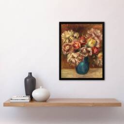 Artery8 Flowers in a Green Vase Renoir Vintage Framed Wall Art Print in Pink - Size: A4 - thumbnail 4