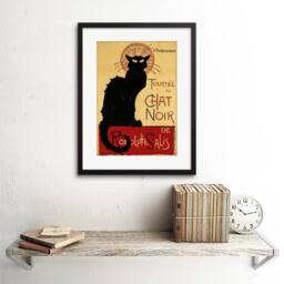 "Wee Blue Coo Black Cat Chat Noir Rodolphe Salis Paris France Framed Wall Art Print in Red - Size: W12"" x H16""" - thumbnail 2