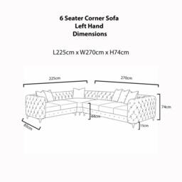 Sofaya Monaco Chesterfield 6 Seater Sofa Velvet Left Hand Corner Chaise in Black - Size: 6 Person - thumbnail 5