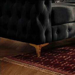 Sofaya Monaco Chesterfield 6 Seater Sofa Velvet Left Hand Corner Chaise in Black - Size: 6 Person - thumbnail 4