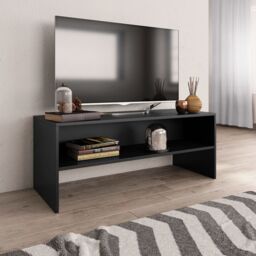 Berkfield Home TV Cabinet Black 100x40x40 cm Engineered Wood - Size: 100 x 40 x 40 cm - thumbnail 1
