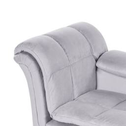 Wyld and Coco Left Hand Grey Velvet Chaise Lounge Biscuit Padding Black Wooden - thumbnail 8