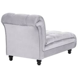 Wyld and Coco Left Hand Grey Velvet Chaise Lounge Biscuit Padding Black Wooden - thumbnail 7