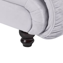 Wyld and Coco Left Hand Grey Velvet Chaise Lounge Biscuit Padding Black Wooden - thumbnail 9