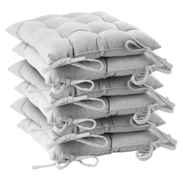 Harbour Housewares Square Garden Chair Seat Cushions Pack of 6 in Grey - image 1