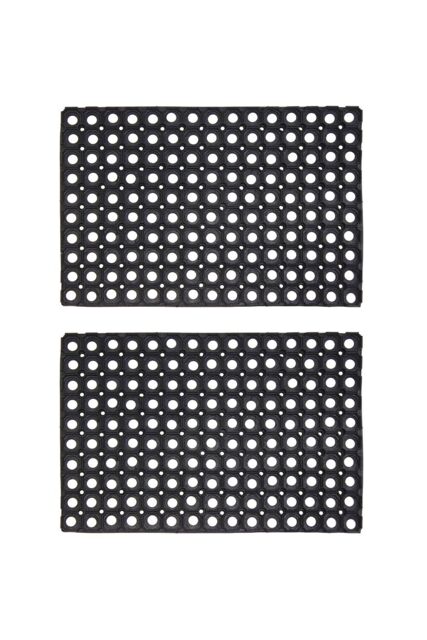 JVL Rondo Rubber Ring Scraper Doormat 40x60cm - Set Of 2 in Black - Size: 40 cm x 60 cm - image 1