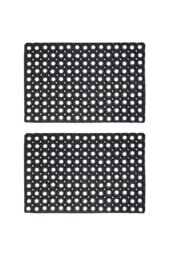 JVL Rondo Rubber Ring Scraper Doormat 40x60cm - Set Of 2 in Black - Size: 40 cm x 60 cm - thumbnail 1