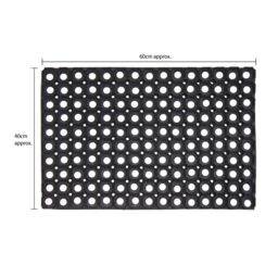 JVL Rondo Rubber Ring Scraper Doormat 40x60cm - Set Of 2 in Black - Size: 40 cm x 60 cm - thumbnail 6