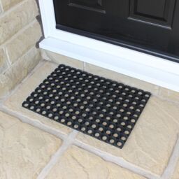 JVL Rondo Rubber Ring Scraper Doormat 40x60cm - Set Of 2 in Black - Size: 40 cm x 60 cm - thumbnail 4