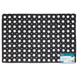 JVL Rondo Rubber Ring Scraper Doormat 40x60cm - Set Of 2 in Black - Size: 40 cm x 60 cm - thumbnail 5