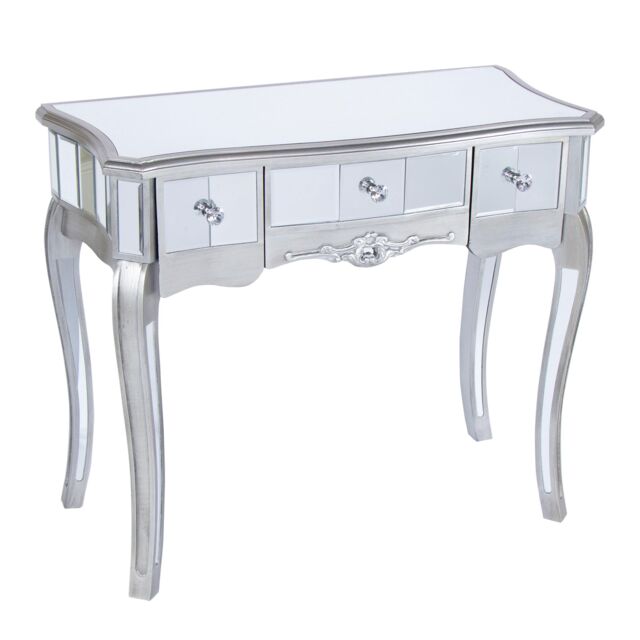 Melody Maison Mirrored Dressing Table - Tiffany Range in Silver - image 1