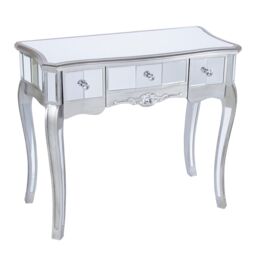 Melody Maison Mirrored Dressing Table - Tiffany Range in Silver - thumbnail 1