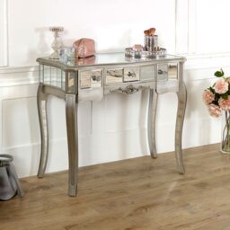 Melody Maison Mirrored Dressing Table - Tiffany Range in Silver - thumbnail 4