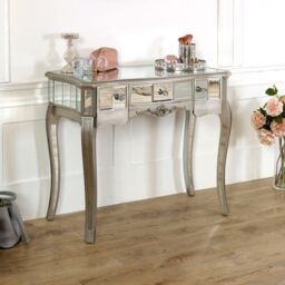 Melody Maison Mirrored Dressing Table - Tiffany Range in Silver - thumbnail 2