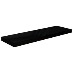 Berkfield Home Floating Wall Shelf High Gloss Black 80x23.5x3.8 cm MDF - thumbnail 2