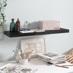 Berkfield Home Floating Wall Shelf High Gloss Black 80x23.5x3.8 cm MDF