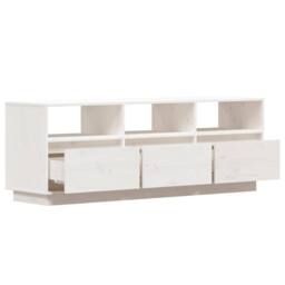 Berkfield Home TV Cabinet White 140x37x50 cm Solid Wood Pine - Size: 140 x 37 x 50 cm - thumbnail 7