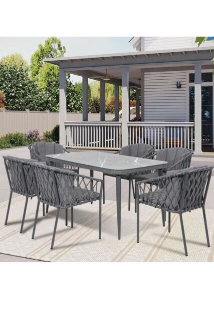 Groundlevel The Sweenie 7 Piece Outdoor Furniture Set in Grey - image 1