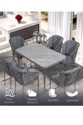 Groundlevel The Sweenie 7 Piece Outdoor Furniture Set in Grey - thumbnail 2
