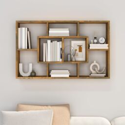 Berkfield Home Wall Shelf Smoked Oak 85x16x52.5 cm Engineered Wood in Brown - thumbnail 3