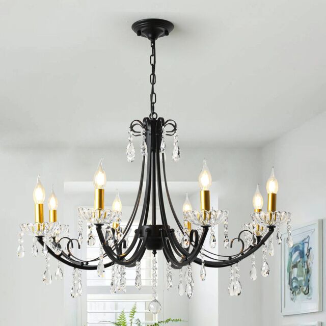 Garwarm 8-Light Crystal Dimmable Classic / Traditional Chandelier in Black - image 1