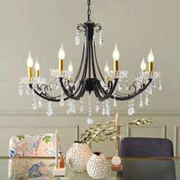 Garwarm 8-Light Crystal Dimmable Classic / Traditional Chandelier in Black - thumbnail 6