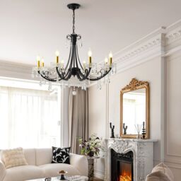 Garwarm 8-Light Crystal Dimmable Classic / Traditional Chandelier in Black - thumbnail 7