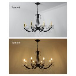 Garwarm 8-Light Crystal Dimmable Classic / Traditional Chandelier in Black - thumbnail 8