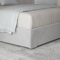Casani Elveden Upholstered Soft Velvet Grey Metal Designer Bed Frame - Size: Small Double - thumbnail 7