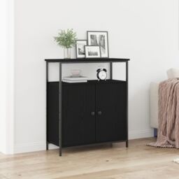 Berkfield Home Wall-Mounted Cabinet Black Oak 69, 5x34x90 cm Engineered Wood - Size: 5 x 34 x 90 cm