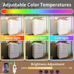 BTM White High-Gloss 6-Drawer Cabinet with App-Controlled RGB - thumbnail 8