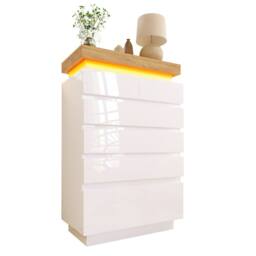 BTM White High-Gloss 6-Drawer Cabinet with App-Controlled RGB - thumbnail 9
