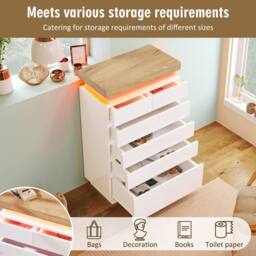 BTM White High-Gloss 6-Drawer Cabinet with App-Controlled RGB - thumbnail 6