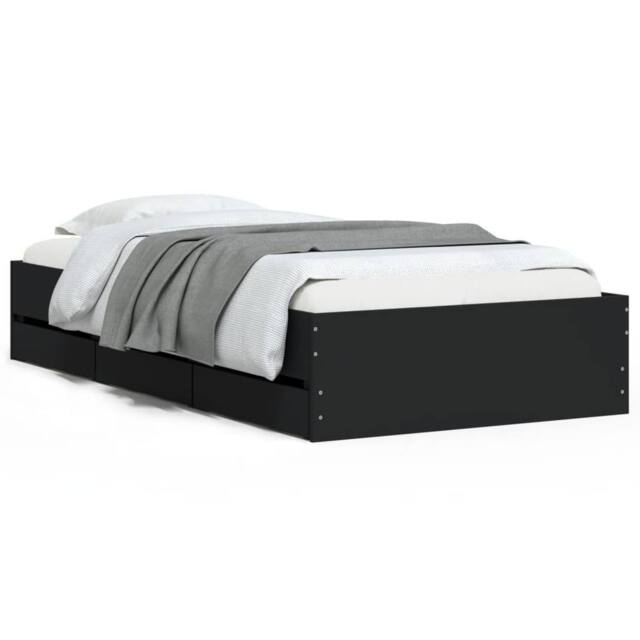 Berkfield Home Bed Frame with Drawers without Mattress Black 100x200 cm - image 1
