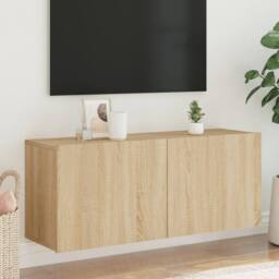 Berkfield Home TV Cabinet Wall-mounted Sonoma Oak 100x30x41 cm in Tan - Size: 100 x 30 x 41 cm - thumbnail 2