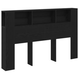 Berkfield Home Black Oak Headboard Cabinet - 160x19x104.5 cm Made from Engineered Wood - thumbnail 3