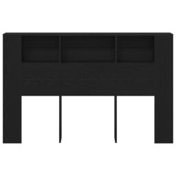Berkfield Home Black Oak Headboard Cabinet - 160x19x104.5 cm Made from Engineered Wood - thumbnail 5