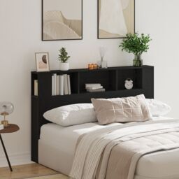 Berkfield Home Black Oak Headboard Cabinet - 160x19x104.5 cm Made from Engineered Wood - thumbnail 4