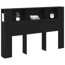 Berkfield Home Black Oak Headboard Cabinet - 160x19x104.5 cm Made from Engineered Wood - thumbnail 2