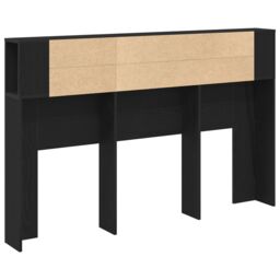 Berkfield Home Black Oak Headboard Cabinet - 160x19x104.5 cm Made from Engineered Wood - thumbnail 7