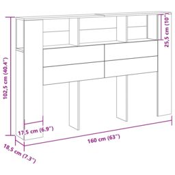 Berkfield Home Black Oak Headboard Cabinet - 160x19x104.5 cm Made from Engineered Wood - thumbnail 9