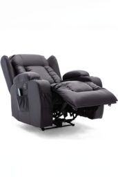 More4Homes Caesar Electric Recliner Bonded Leather 1+2+3 Seater Sofa Set in Black - thumbnail 6